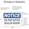 Signmission Do Not Enter Boiler Room OSHA Notice Sign, Vinyl Decal, 10in W x 7in L, 2PK OS-2PACK-NS-D-710-L-11170 - alternate 2